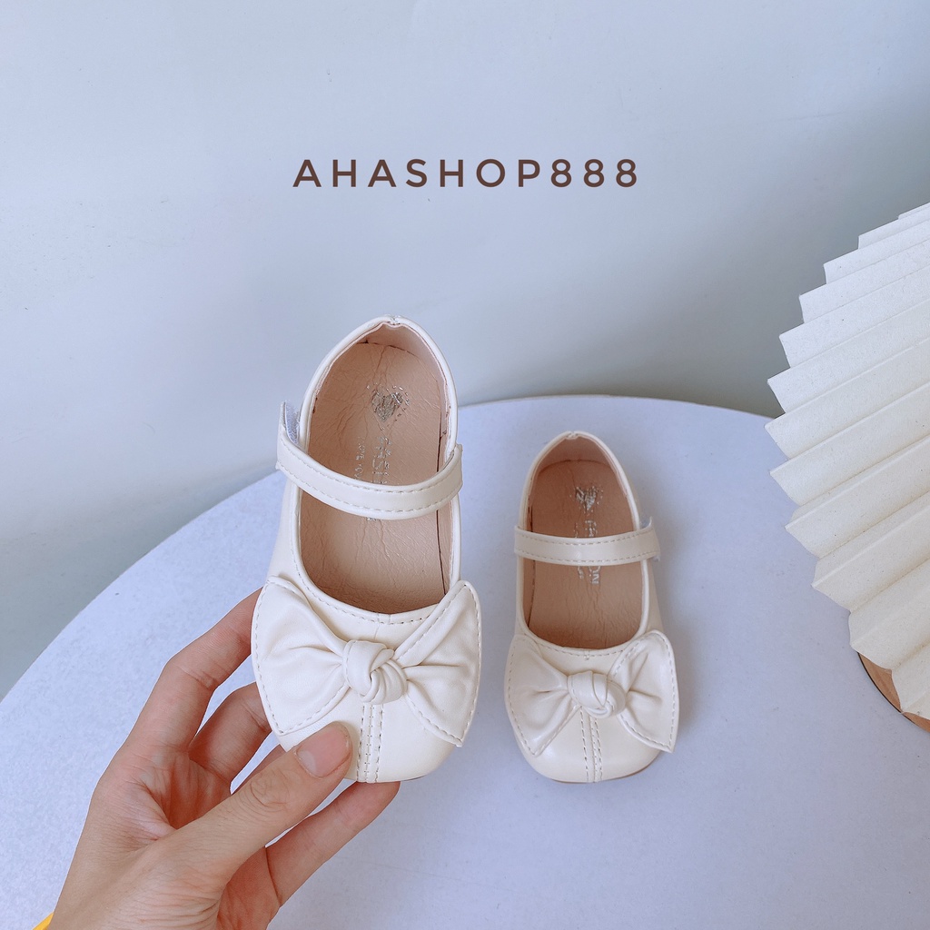 Form nhỏ đo chân bé Giày búp bê đính nơ tiểu thư quai dính đế siêu mềm cho bé gái 1-7 tuổi K158