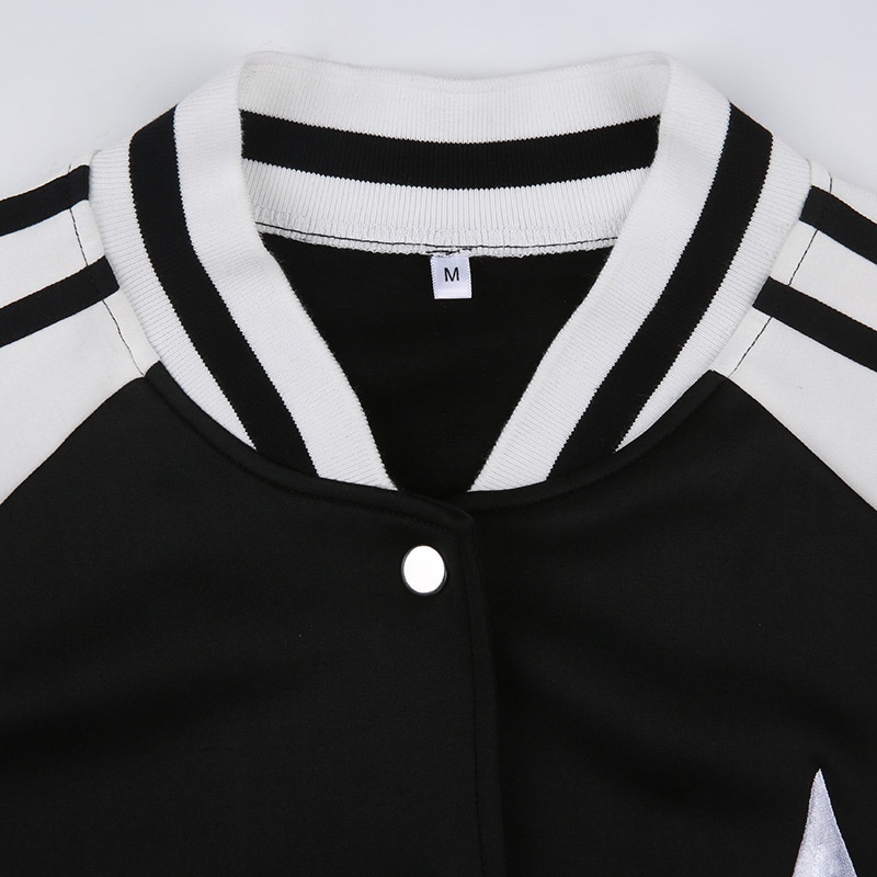 IELGY    Áo Khoác Bóng Chày In Hình Ngôi Sao preppy Thời Trang Cho Nữ