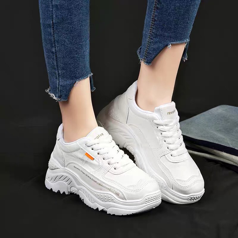 Giày thể thao nữ trắng AF1 chất liệu da cao cấp kiểu dáng basic phong cách ulzzang hàn quốc trẻ trung dễ phối đồ