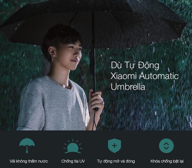 {CÓ SẴN} Dù Tự Động Xiaomi Automatic Umbrella (Black) <BH 7 ngày>