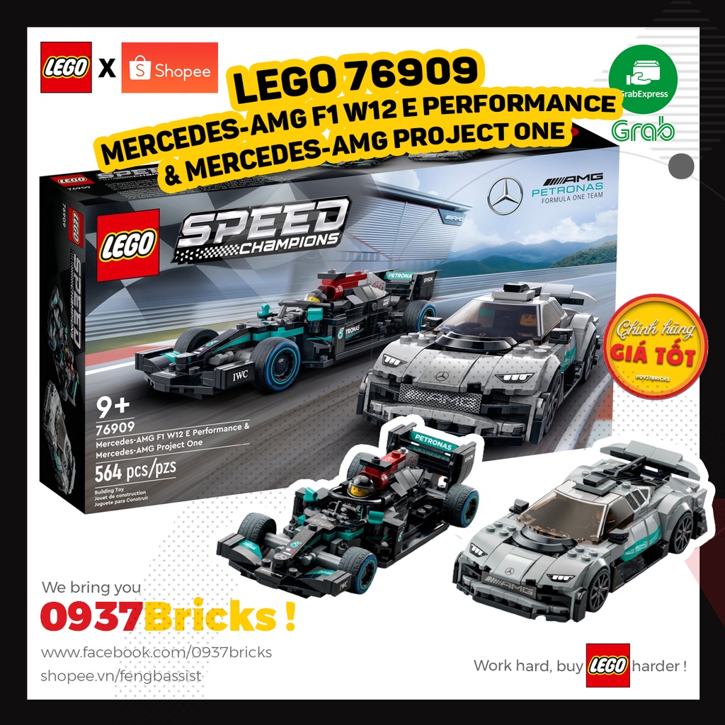 [RẺ VÔ ĐỊCH] LEGO 76909 SPEED CHAMPIONS 2022  Mercedes-AMG F1 W12 E Performance &amp; Mercedes-AMG Project One