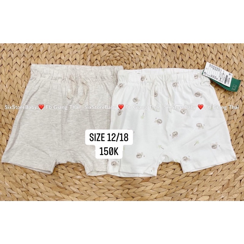 Set 2 quần short cotton HM size 12/18m