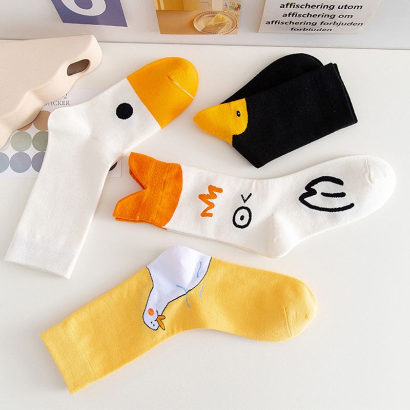 Vớ cotton cổ cao in họa tiết hoạt hình phong cách Harajuku Nhật Bản dễ thương thời trang cho nữ