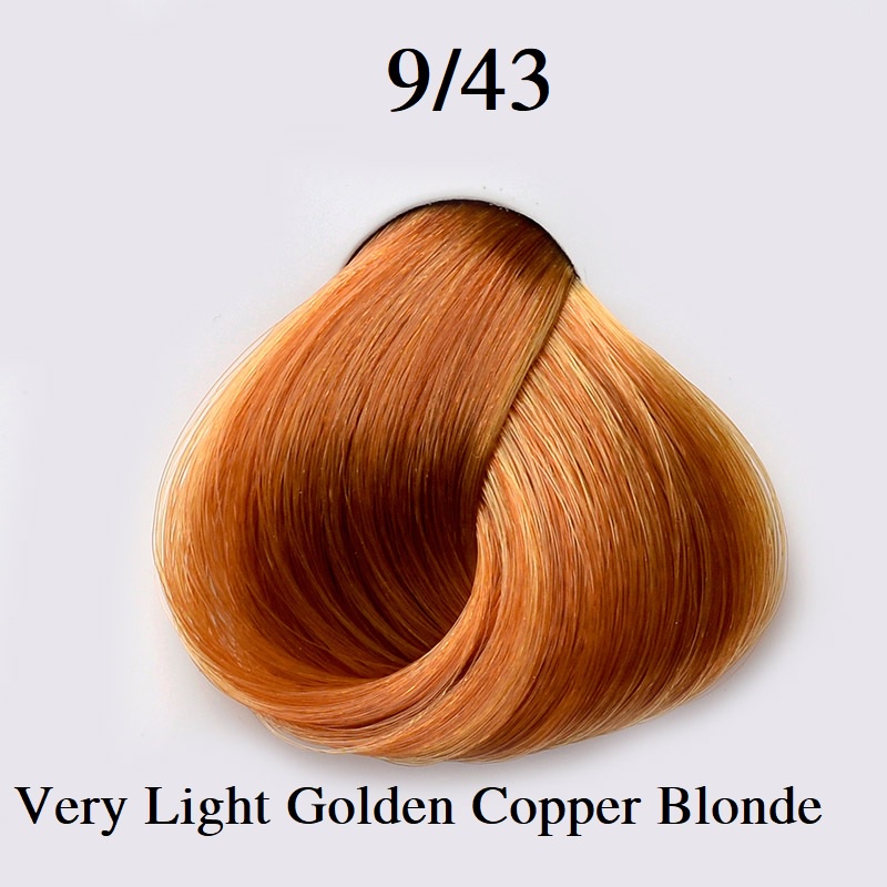 Thuốc Nhuộm Tóc Màu Vàng Đồng Cam Rất Sáng 9/43 Very Light Golden Copper Blonde