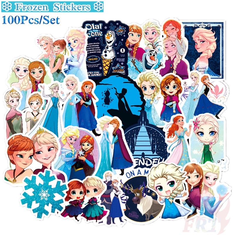 100Pcs/Set ❉ Frozen - Series A Disney Princess：Anna & Elsa Stickers ❉ Pop Classical Cartoon Movie DIY Fashion Luggage Laptop Skateboard Decals Doodle Stickers