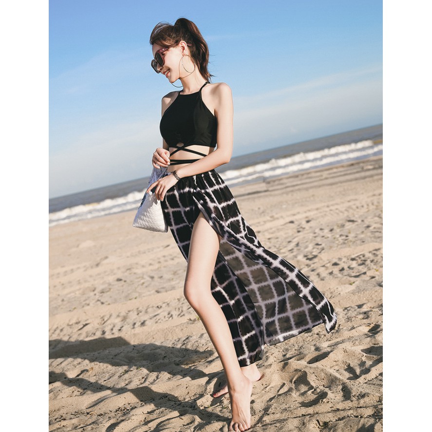 Bộ bơi set 3 áo yếm mầu đen, quần, kèm buộc chân váy ( Mã : 76133  ) | BigBuy360 - bigbuy360.vn