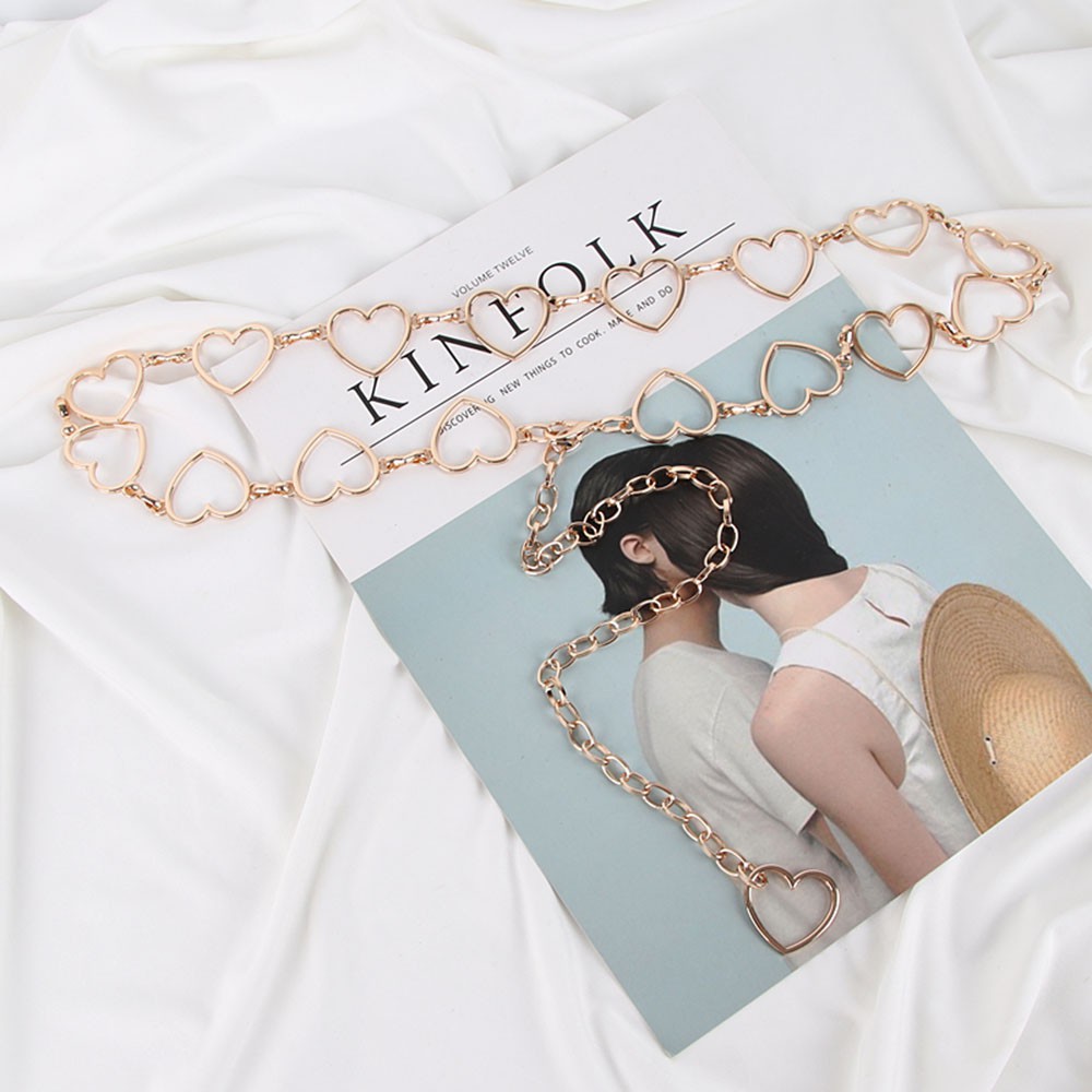 Dây thắt lưng chuỗi xích phối mặt hình trái tim xinh xắn dành cho nữ