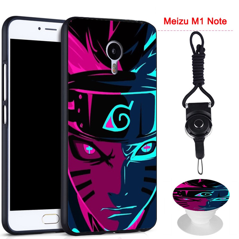 Ốp điện thoại in hình hoạt hình kèm dây đeo và nhẫn móc tiện lợi cho Meizu M1