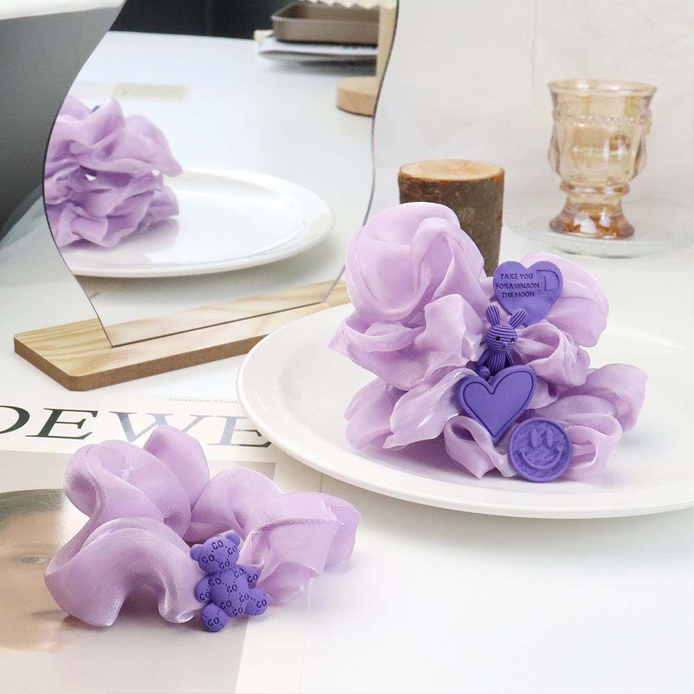 Danilo Dây Buộc Tóc Đuôi Ngựa Màu Tím Hình Trái Tim Mặt Cười Thời Trang Dành Cho Nữ