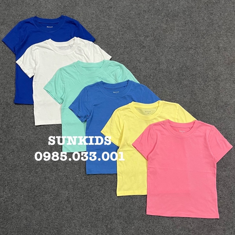 Áo phông hè cotton bé trai bé gái trơn