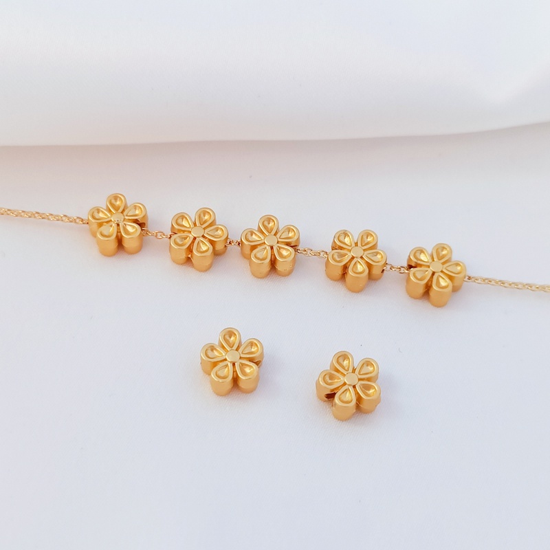 Bộ 10 Hạt Xỏ Lỗ Năm Mặt Màu Vàng Hình Hoa Đào Làm Trang Sức Thủ Công diy