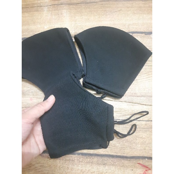 Khẩu trang vải màu đen dây rút chỉnh size, vải cotton, giữa lót vải kháng khuẩn