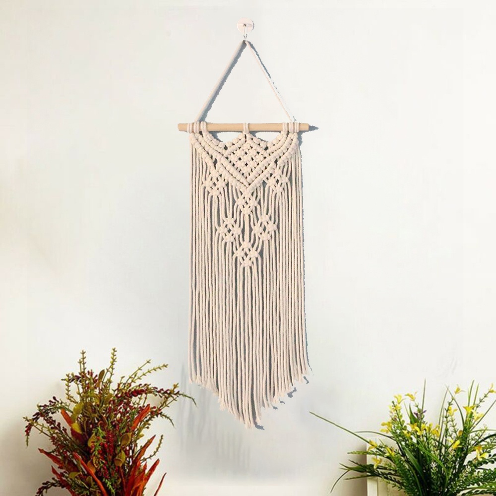 Thảm Macrame Đan Tay Treo Tường Trang Trí 25*73CM