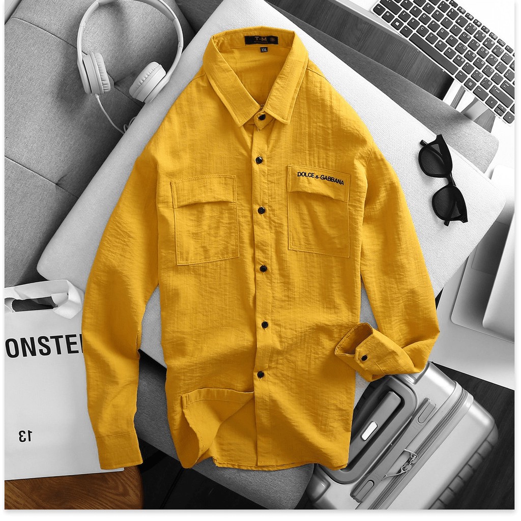 Áo Sơ Mi Nam Vải Đũi Thêu Chữ Cá Tính  Mềm Mịn Không Nhăn ! HP