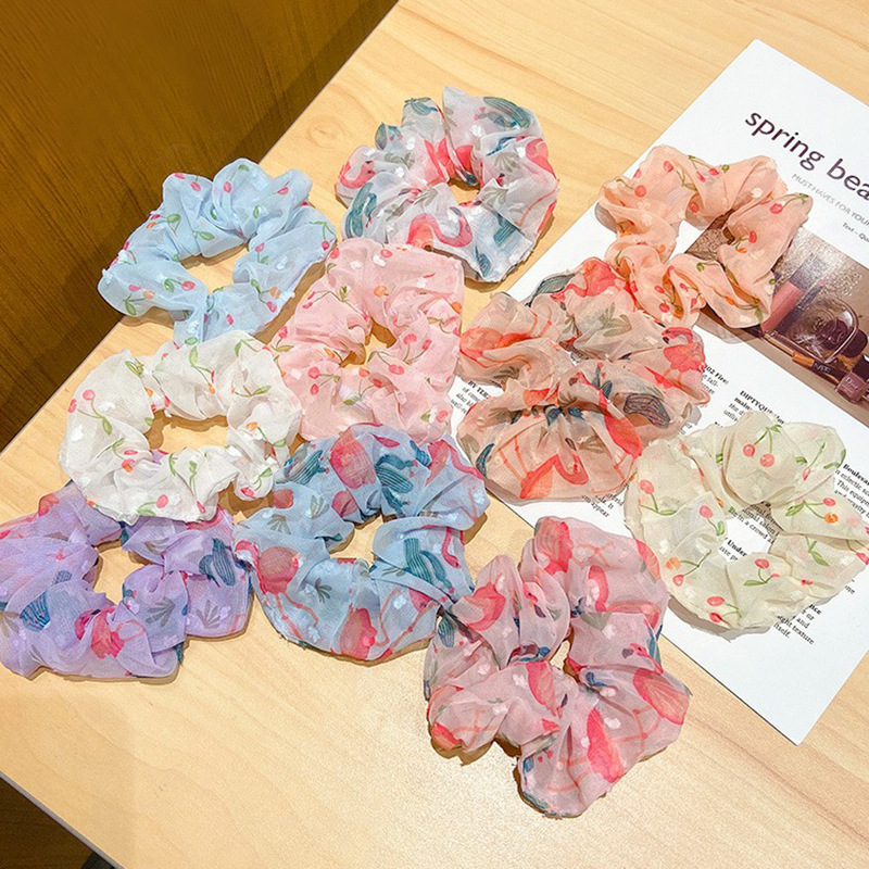 Dây buộc tóc vải scrunchies hoa dễ thương