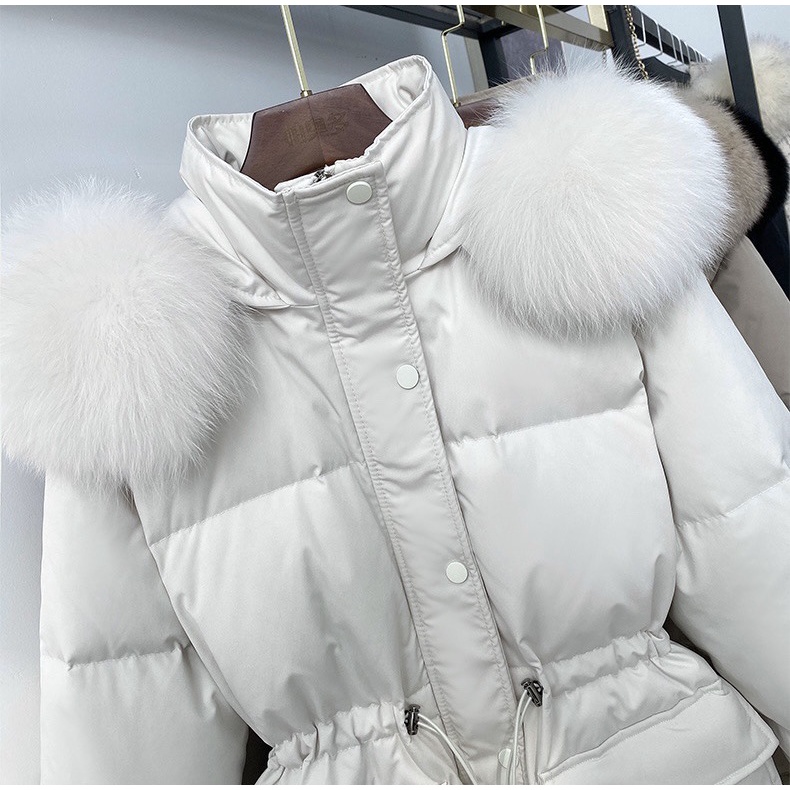 Áo khoác nữ phao lông vũ siêu ấm mũ lông thỏ to mịn hàng Quảng Châu cao cấp | BigBuy360 - bigbuy360.vn