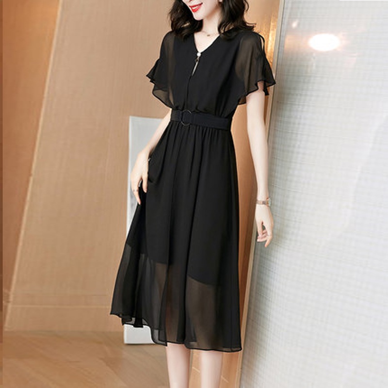 Váy trung niên cho mẹ sang trọng bigsize cao cấp dự tiệc thiết kế dáng xòe đẹp WOBE Happy Mami - L220 | BigBuy360 - bigbuy360.vn