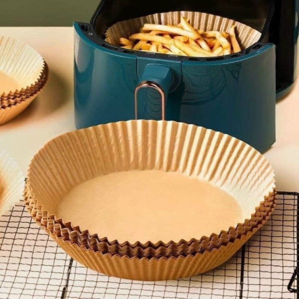 Set 50 Miếng Giấy Lót Nồi Chiên Hình Khuôn Bánh Loại Lớn Chống Dính - Giấy nến vàng chịu nhiệt, giấy lót nồi chiên chống