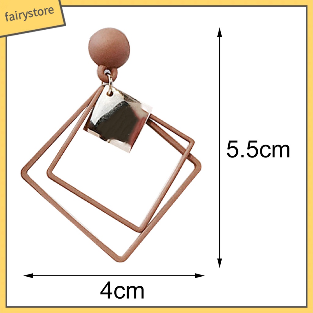 Bông tai hình 2 mặt vuông rỗng thời thượng sang trọng