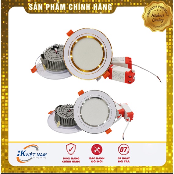 Đèn Led âm trần chính hãng 7w,9w 3 chế độ màu - bảo hành 24 tháng #âmtrần