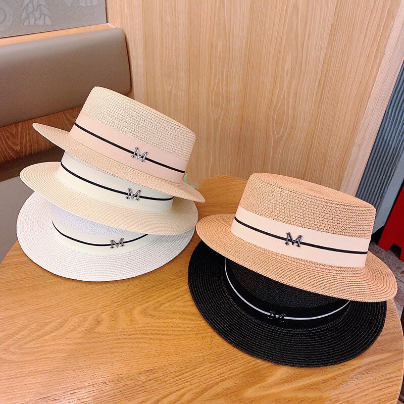 Nón Cói Nữ , Mũ Cói Đi Biển Vành Nhỏ Chữ M Dáng Vuông Sang Chảnh - SV-6