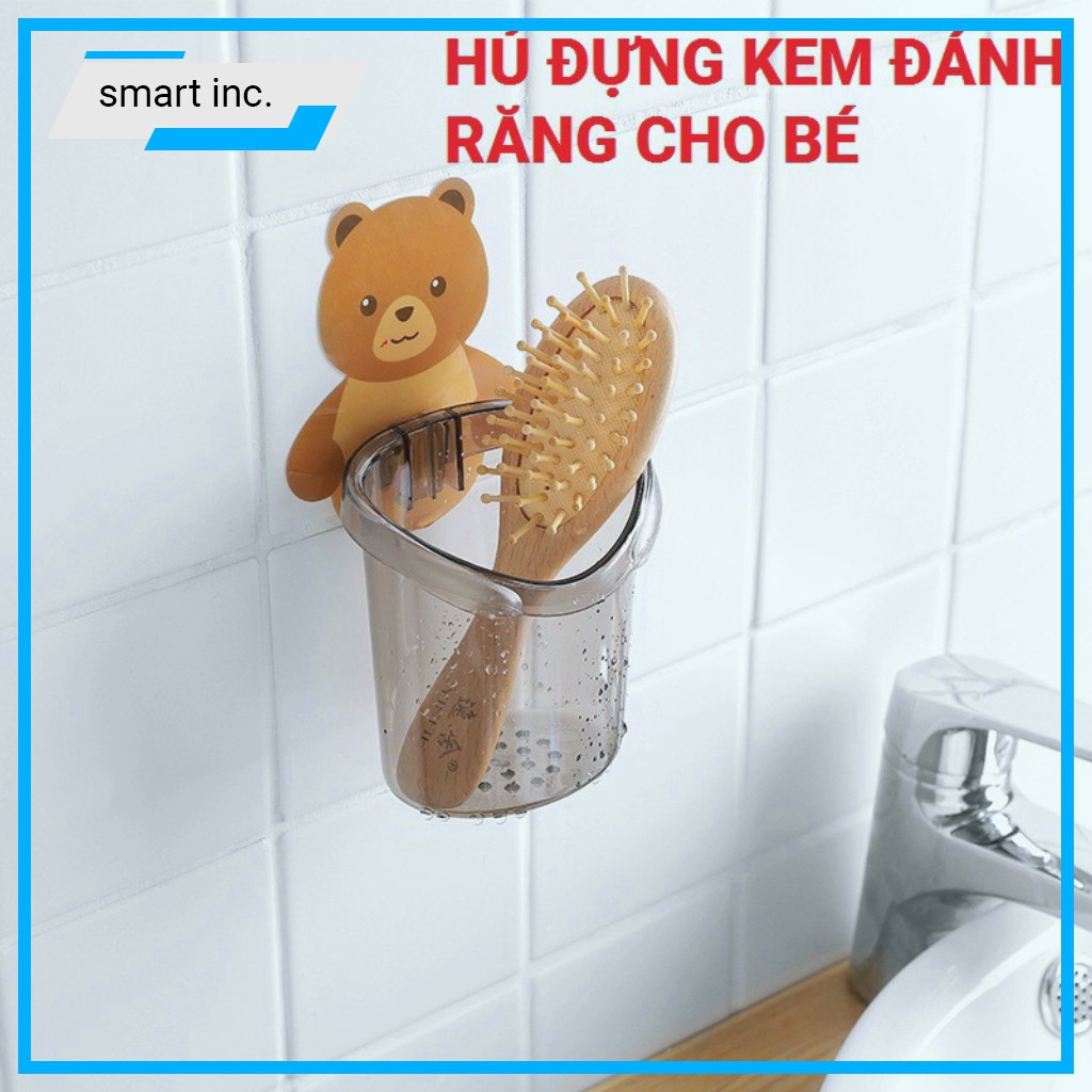 Kệ Để Hủ Ly Nhựa Đựng Bàn Chải Kem Đánh Răng Cho Bé Gắn Tường 🎀GIÁ RẺ🎀 Giá Treo Cốc Khay Dán Tường Hình Thú Gấu Cute