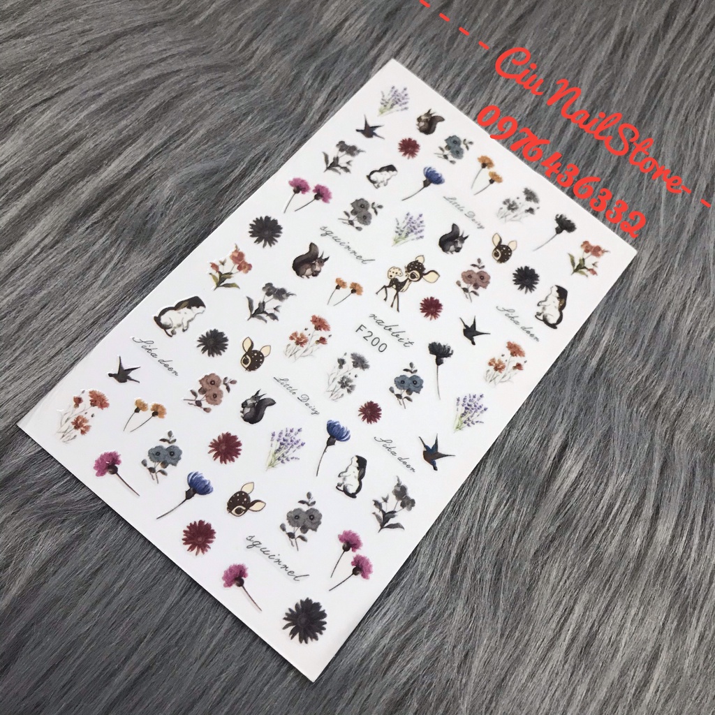 STICKER DÁN MÓNG HÌNH SÓC , HƯƠU, CHIM