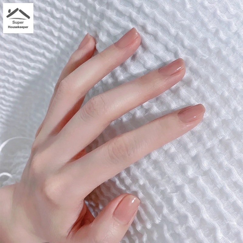 Set 24 Móng Tay Giả Ngắn Màu Nude Thời Trang