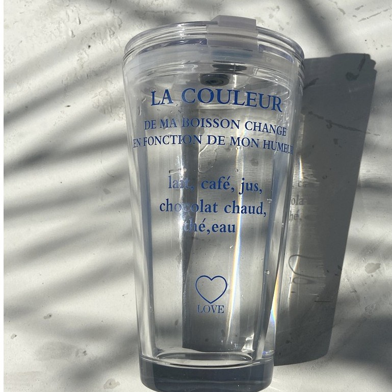 Ohaya Bộ Năm Cốc Thủy Tinh Mềm Cách Nhiệt In Chữ Màu Cam Đám Mây Phong Cách Hàn Quốc