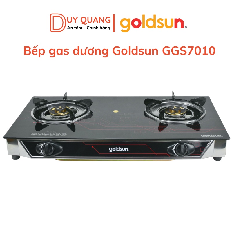 Bếp ga dương đôi Goldsun GGS7010, mặt kính cường lực, tiết kiệm ga, bảo hành chính hãng 12 tháng .
