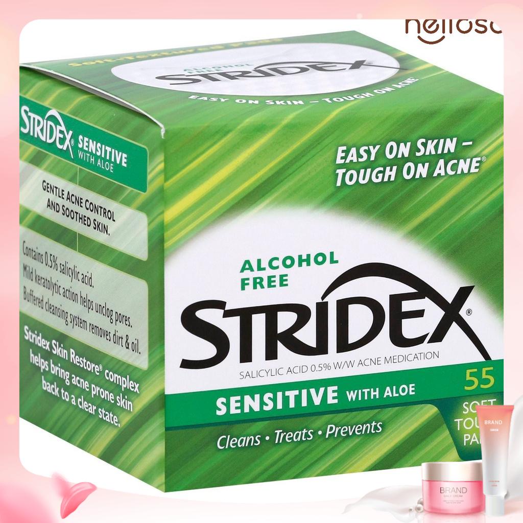 Bông tẩm BHA  0.5% Stridex Sensitive With Aloe (màu xanh)