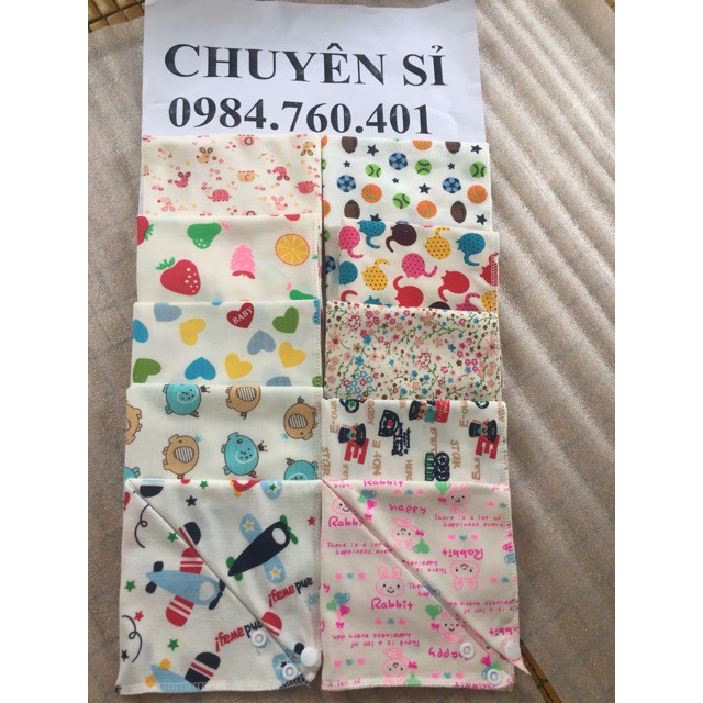 Combo 100 khăn yếm có 2 cúc bấm 100% cotton cho bé 1chiec/1tui