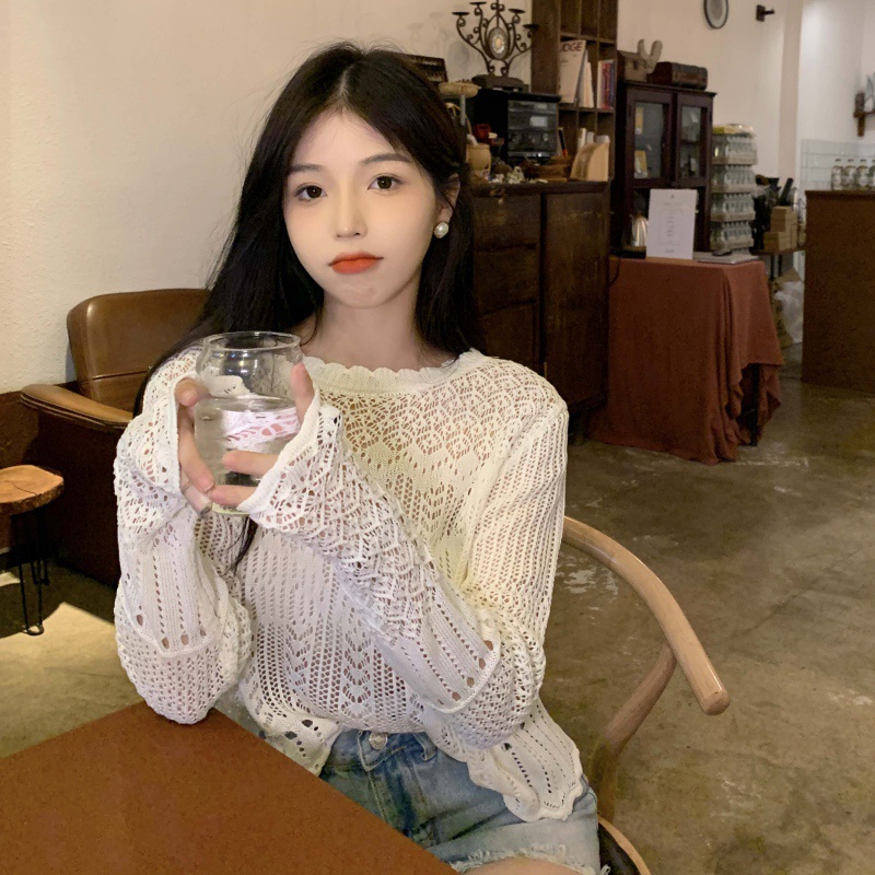 Áo len cổ thuyền tay dài dáng rộng thời trang mùa hè cho nữ