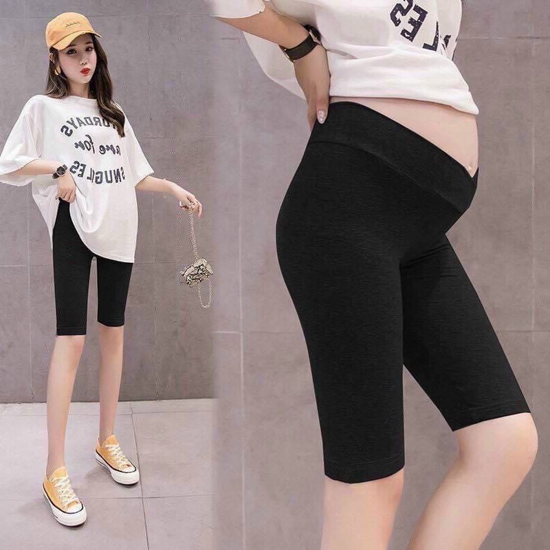 Quần Legging Bầu Dáng Ngố Trên Gối, Quần Bầu Trekking Biker Short Cạp Chéo Co Giãn 4 Chiều HX4607 Honey Mommy