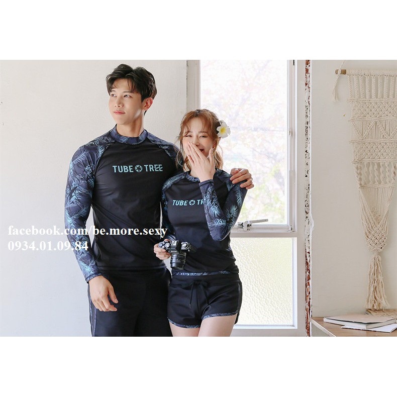 Đồ bơi dài tay Hàn Quốc đen tay hoa | BigBuy360 - bigbuy360.vn