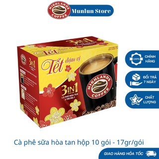 Cafe rang xay nguyên chất hòa tan 3in1 Highlands coffee - Hộp 10 gói x 17g/gói