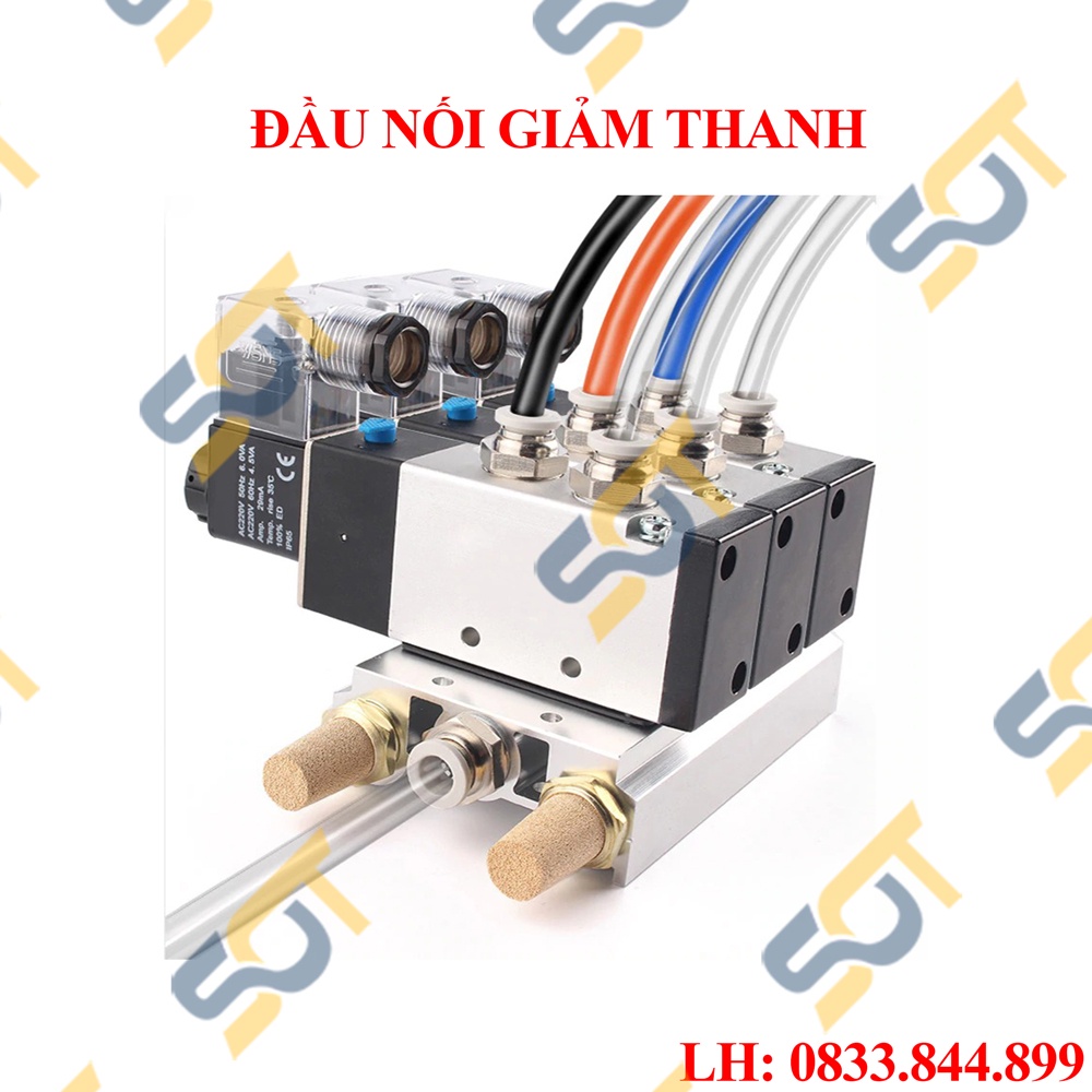 Đầu giảm thanh khí nén ĐIỀU CHỈNH hỗ trợ giảm tiếng ồn ren ngoài đồng thau