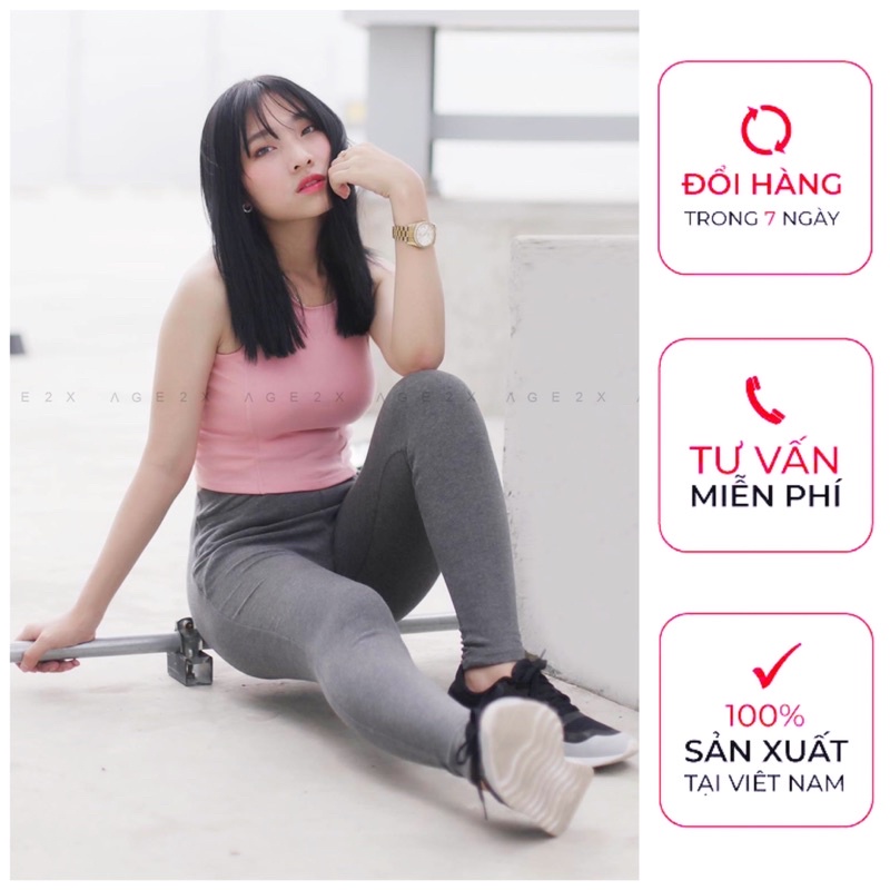 Quần legging trơn nữ Đen và Xám AGE2X hàng VNXK đạt tiêu chuẩn chất lượng cao