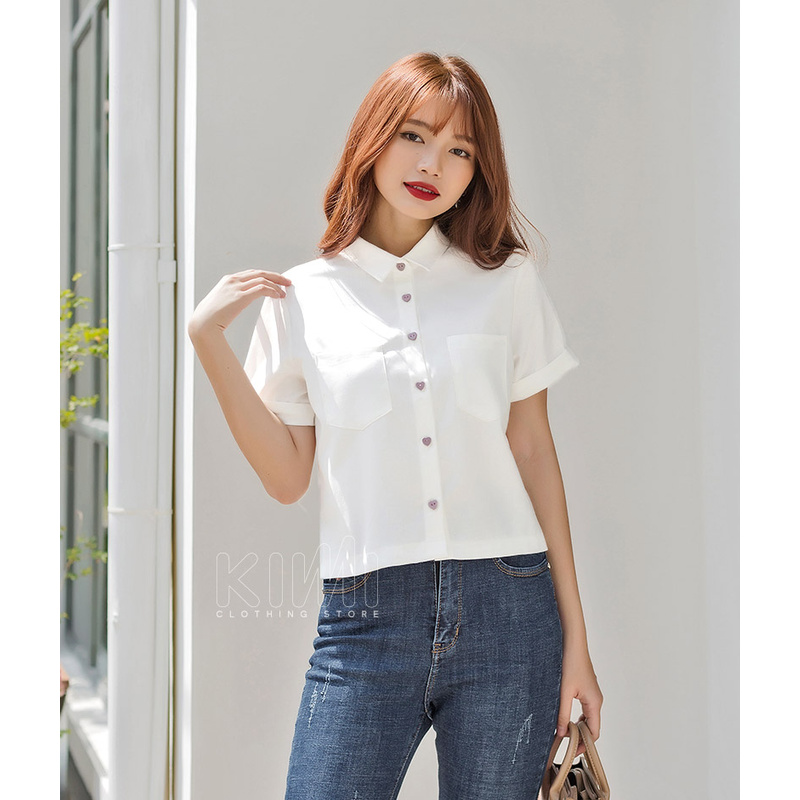Áo Sơmi Croptop 2 Túi - AS20014