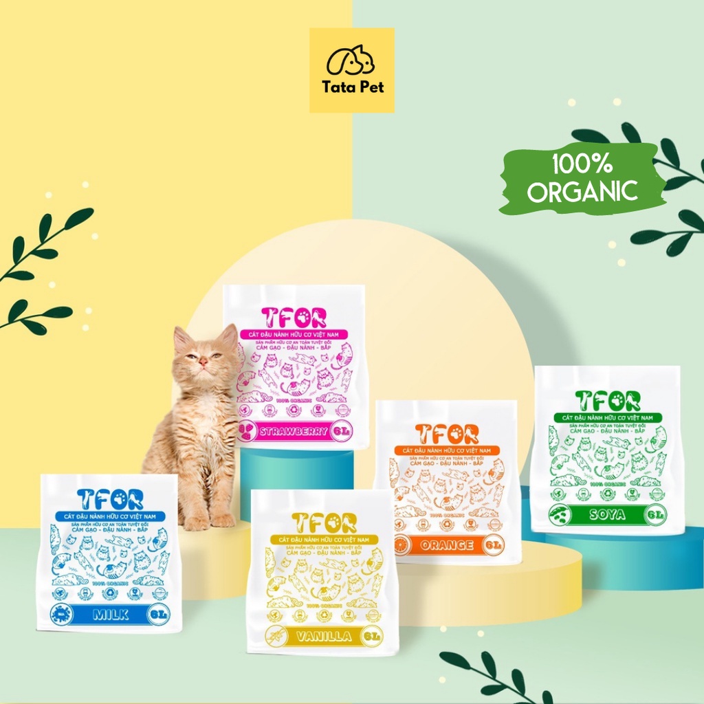 Cát vệ sinh đậu phụ tofu cho mèo TOFU túi 6lit, 100% đậu nành tự nhiên MÙI VANI TATAPET