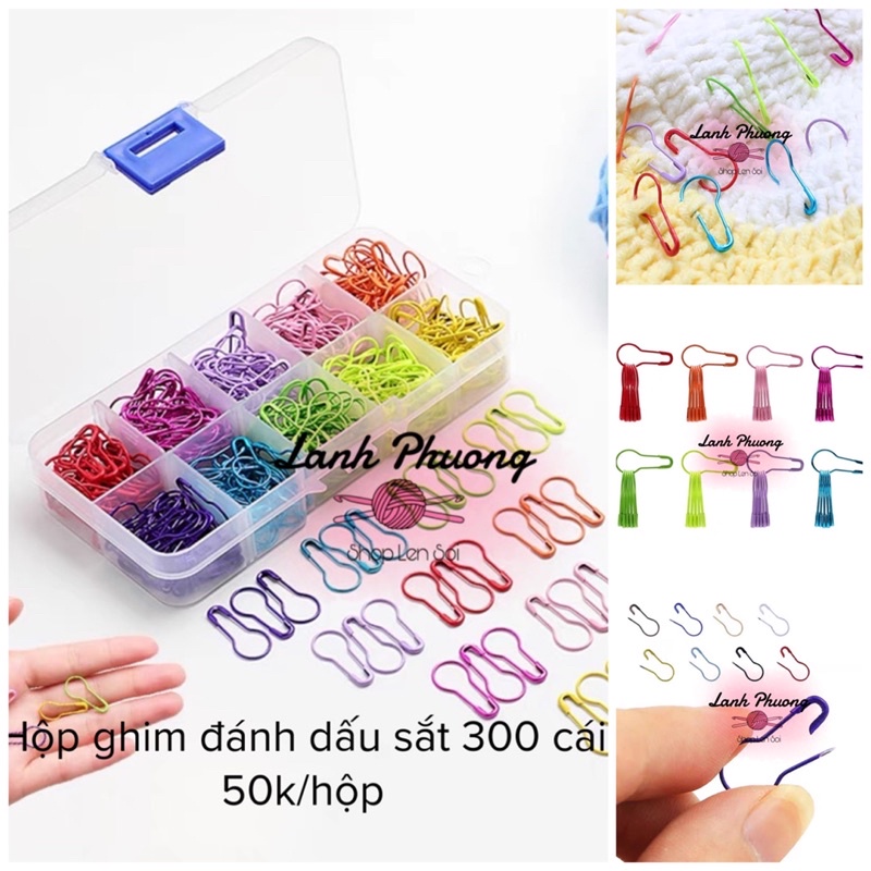 Hộp Ghim Đánh Dấu Sắt, Dụng Cụ Đánh Dấu Len Hộp 300 Cái