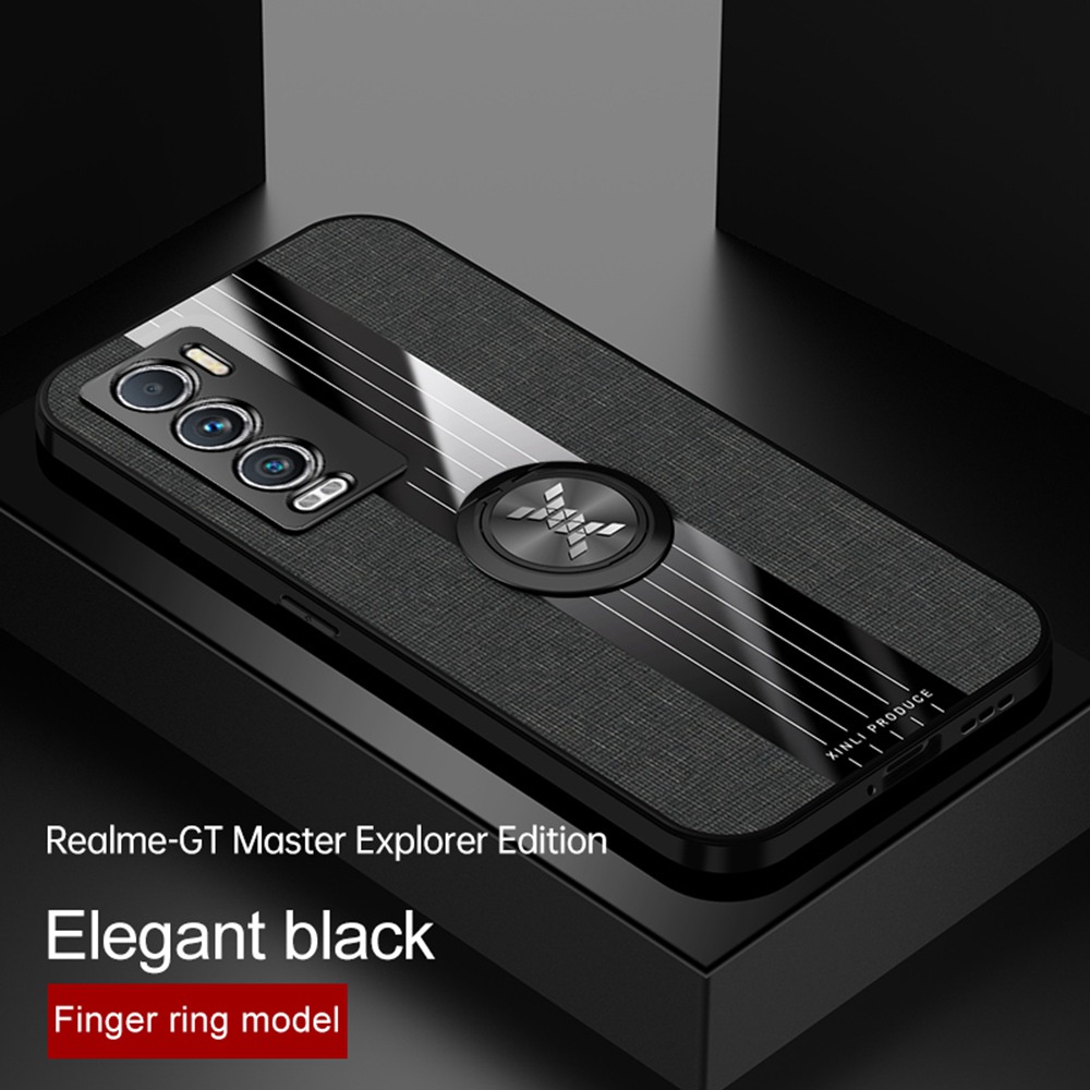 Thời trang ốp điện thoại tpu mềm phối vải dệt có vòng giá đỡ nam châm cho Realme Gt Master Explorer Edition