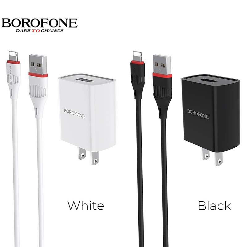 Bộ sạc cáp 2.1A BOROFONE BA20 đầu Lightning, Micro, Type-C full dòng iPhone, iPad, Android, dây dài 1m - Chính hãng