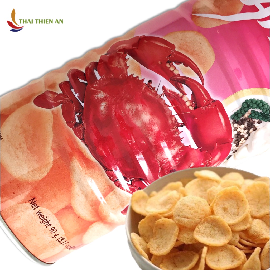 Bánh phồng tôm vị cua MANORA Thái Lan 90gr - lon - snack phồng tôm - fried crab chips