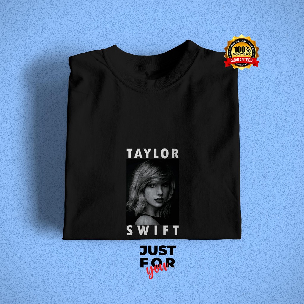 Áo Thun Cotton Màu Đen In Hình Taylor Swift Độc Đáo