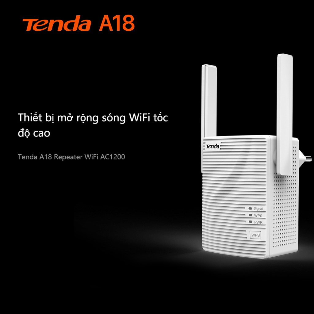 Tenda Bộ kích sóng Wifi A18 Chuẩn AC 1200Mbps - Hãng phân phối chính thức