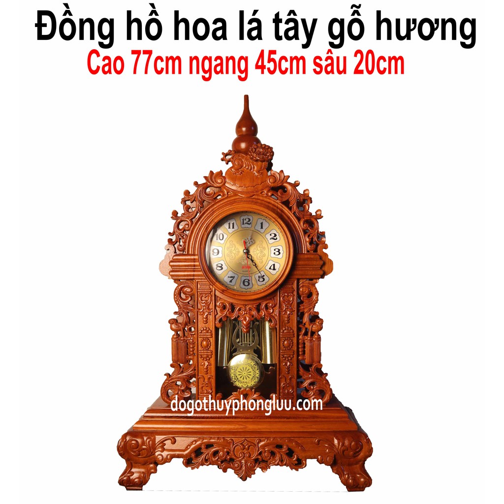 Đồng hồ quả lắc gỗ hương,Cây dồng hồ để bàn cao 77cm rộng 45cm sâu 20cm