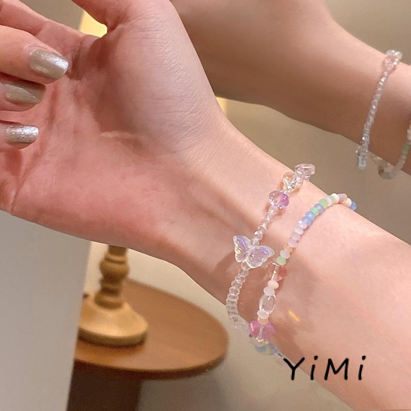Vòng Tay Dây Thừng Đính Hạt Acrylic Nhiều Màu Hình Bướm Có Thể Điều Chỉnh Xinh Xắn