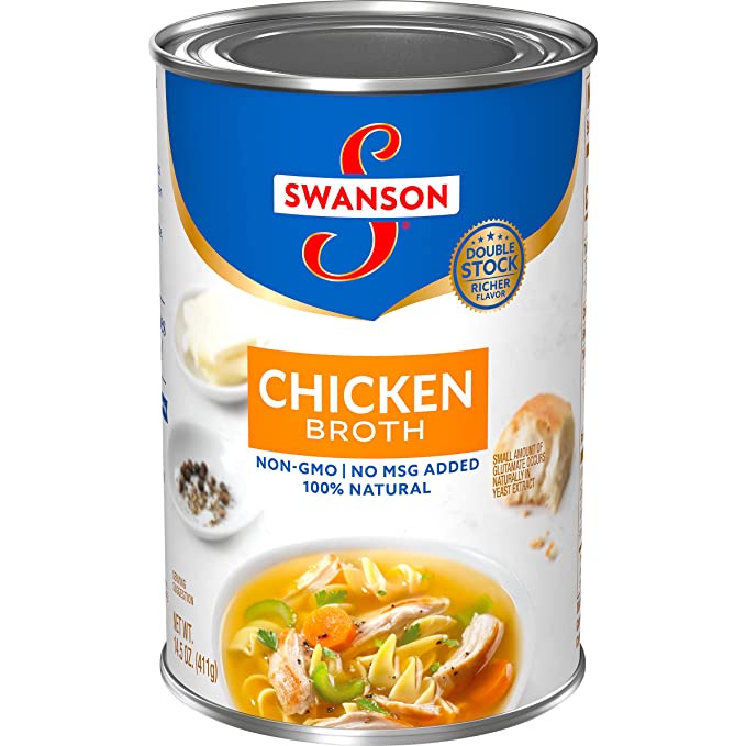 Nước Dùng Gà Nguyên Liệu Tự Nhiên 100%, Không Bột Ngọt Swanson Chicken Broth, Lon 411g