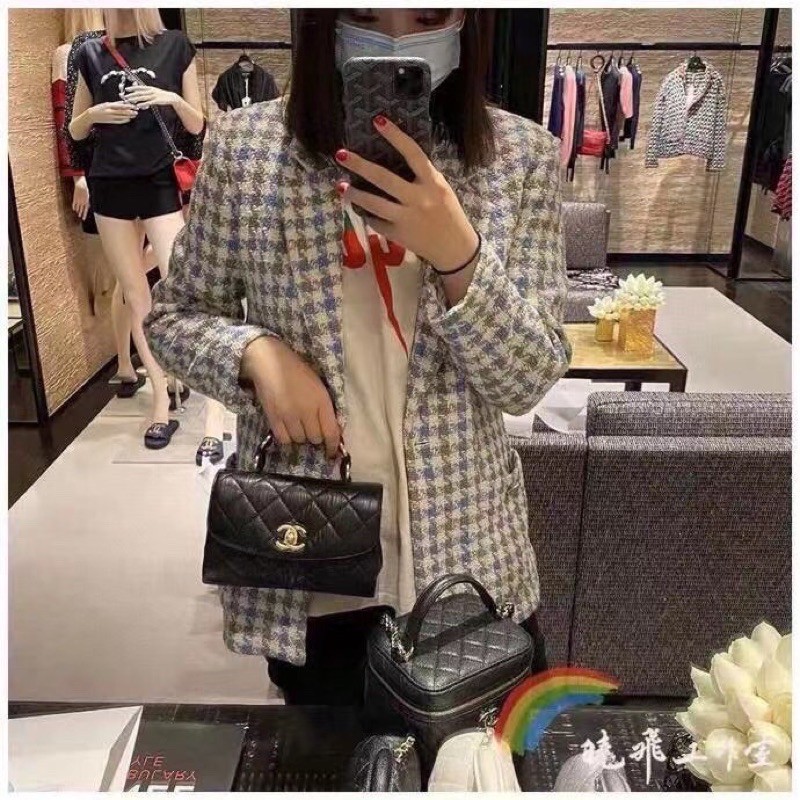 Túi xách/đeo chéo thiết kế sang trọng dây đeo có logo thương hiệu Chanel CN/channel 2021 da thật cao cấp